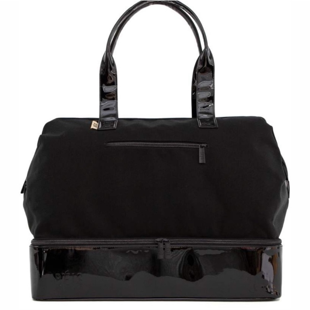 BEIS Black Travel Tote with Patent Trim